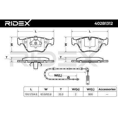 Bremsbeläge Satz RIDEX 402B1312 402B1312 - foto 10