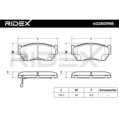 Bremsbeläge Satz RIDEX 402B0998 402B0998 - foto 11