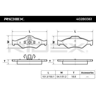 Bremsbeläge Satz RIDEX 402B0361 402B0361 - foto 7