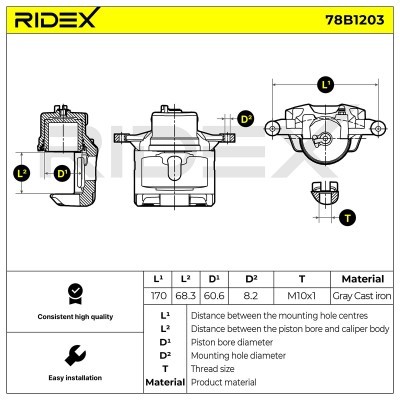 Bremssattel RIDEX 78B1203 78B1203 - foto 6