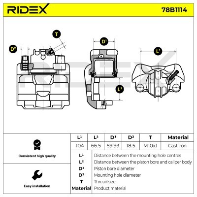 Bremssattel RIDEX 78B1114 78B1114 - foto 6