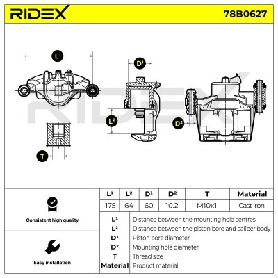 Bremssattel RIDEX 78B0627 78B0627 - foto 6
