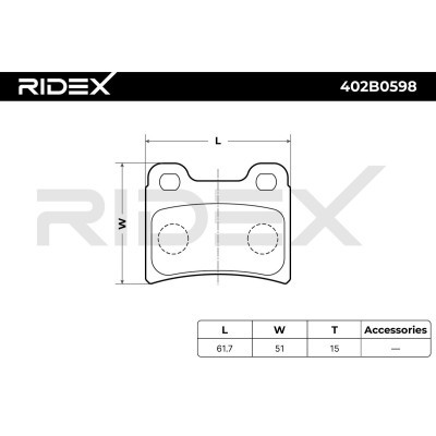 Bremsbeläge Satz RIDEX 402B0598 402B0598 - foto 6