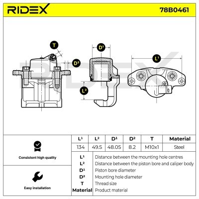 Bremssattel RIDEX 78B0461 78B0461 - foto 5