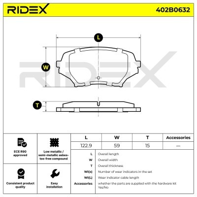 Bremsbeläge Satz RIDEX 402B0632 402B0632 - foto 9