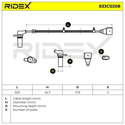 Impulsgeber, Kurbelwelle RIDEX 833C0208 833C0208 - foto 6