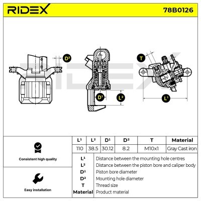 Bremssattel RIDEX 78B0126 78B0126 - foto 4