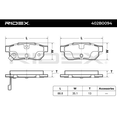 Bremsbeläge Satz RIDEX 402B0094 402B0094 - foto 8