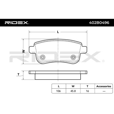 Bremsbeläge Satz RIDEX 402B0496 402B0496 - foto 4