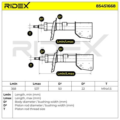 Stoßdämpfer RIDEX 854S1668 854S1668 - foto 6