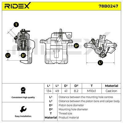 Bremssattel RIDEX 78B0247 78B0247 - foto 2
