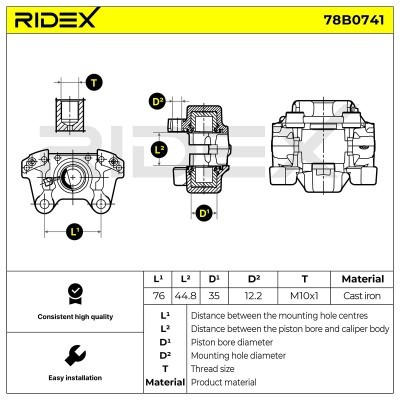 Bremssattel RIDEX 78B0741 78B0741 - foto 6