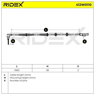 ABS Sensor RIDEX 412W0110 412W0110 - foto 3