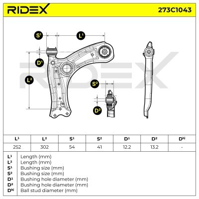 Querlenker RIDEX 273C1043 273C1043 - foto 8