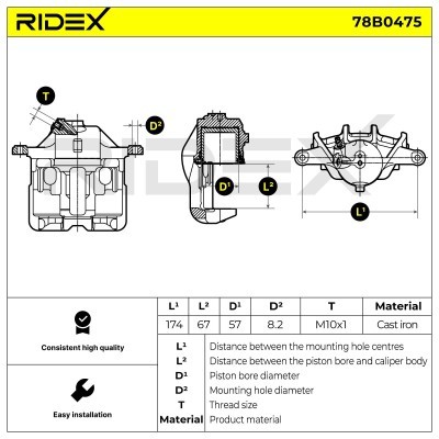 Bremssattel RIDEX 78B0475 78B0475 - foto 7