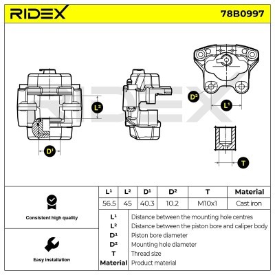 Bremssattel RIDEX 78B0997 78B0997 - foto 6