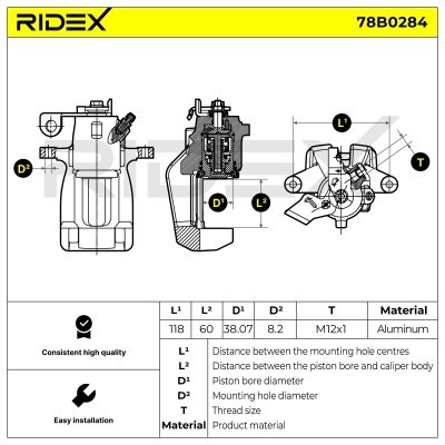 Bremssattel RIDEX 78B0284 78B0284 - foto 3