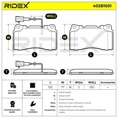 Bremsbeläge Satz RIDEX 402B1501 402B1501 - foto 6