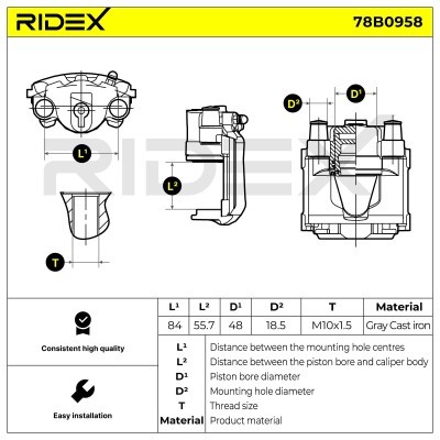 Bremssattel RIDEX 78B0958 78B0958 - foto 7