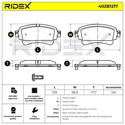 Bremsbeläge Satz RIDEX 402B1217 402B1217 - foto 7