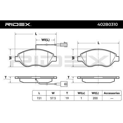 Bremsbeläge Satz RIDEX 402B0310 402B0310 - foto 3