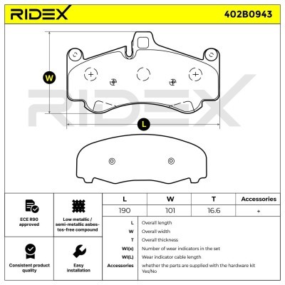 Bremsbeläge Satz RIDEX 402B0943 402B0943 - foto 7