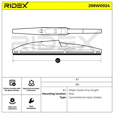 Щетка стеклоочистителя заднего стекла RIDEX 298W0024 298W0024 - foto 6