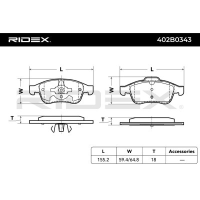 Bremsbeläge Satz RIDEX 402B0343 402B0343 - foto 5
