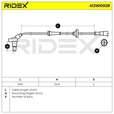 ABS Sensor RIDEX 412W0028 412W0028 - foto 3