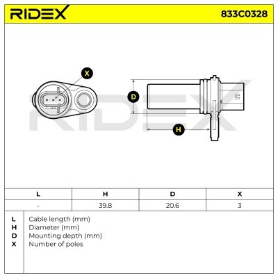 Impulsgeber, Kurbelwelle RIDEX 833C0328 833C0328 - foto 6