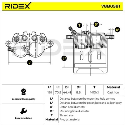 Bremssattel RIDEX 78B0581 78B0581 - foto 6