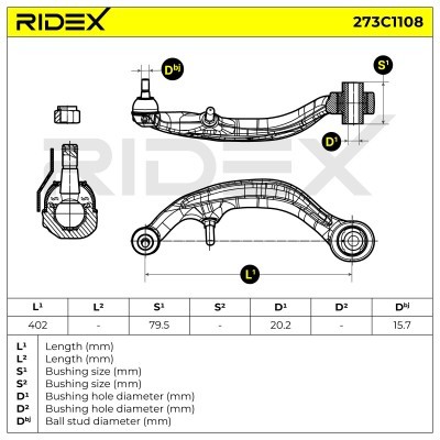 Querlenker RIDEX 273C1108 273C1108 - foto 8