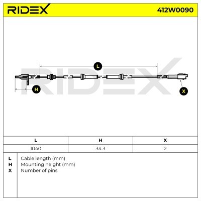 ABS Sensor RIDEX 412W0090 412W0090 - foto 6