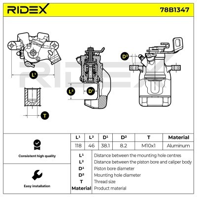 Bremssattel RIDEX 78B1347 78B1347 - foto 7