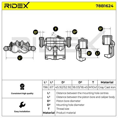 Bremssattel RIDEX 78B1624 78B1624 - foto 6