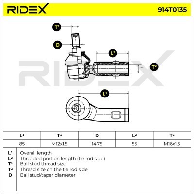 Spurstangenkopf RIDEX 914T0135 914T0135 - foto 5