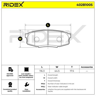 Bremsbeläge Satz RIDEX 402B1005 402B1005 - foto 7