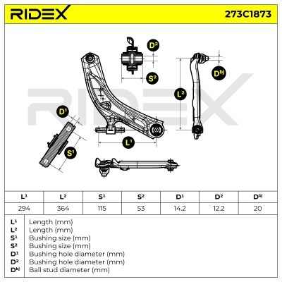 Querlenker RIDEX 273C1873 273C1873 - foto 8