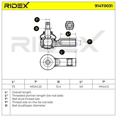 Spurstangenkopf RIDEX 914T0031 914T0031 - foto 6