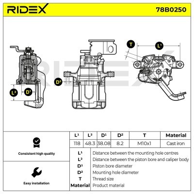 Bremssattel RIDEX 78B0250 78B0250 - foto 7