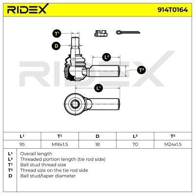 Spurstangenkopf RIDEX 914T0164 914T0164 - foto 5