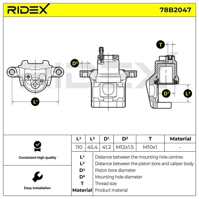Bremssattel RIDEX 78B2047 78B2047 - foto 3