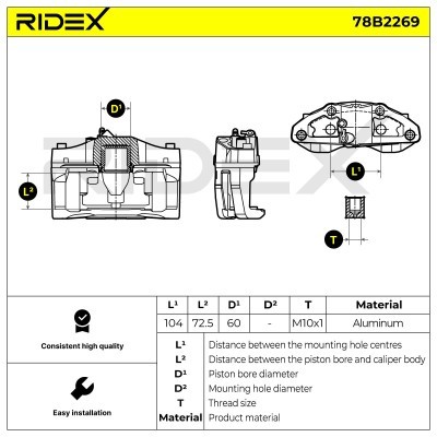 Bremssattel RIDEX 78B2269 78B2269 - foto 3