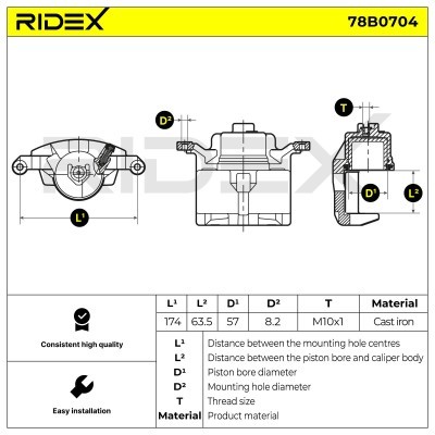 Bremssattel RIDEX 78B0704 78B0704 - foto 3