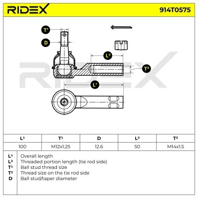 Spurstangenkopf RIDEX 914T0575 914T0575 - foto 6
