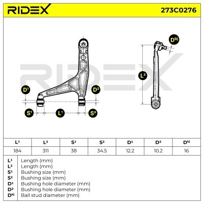 Querlenker RIDEX 273C0276 273C0276 - foto 3