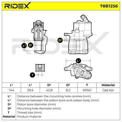 Bremssattel RIDEX 78B1256 78B1256 - foto 7