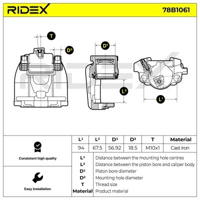 Bremssattel RIDEX 78B1061 78B1061 - foto 5
