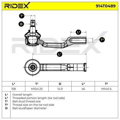 Spurstangenkopf RIDEX 914T0489 914T0489 - foto 6
