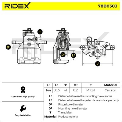 Bremssattel RIDEX 78B0303 78B0303 - foto 2